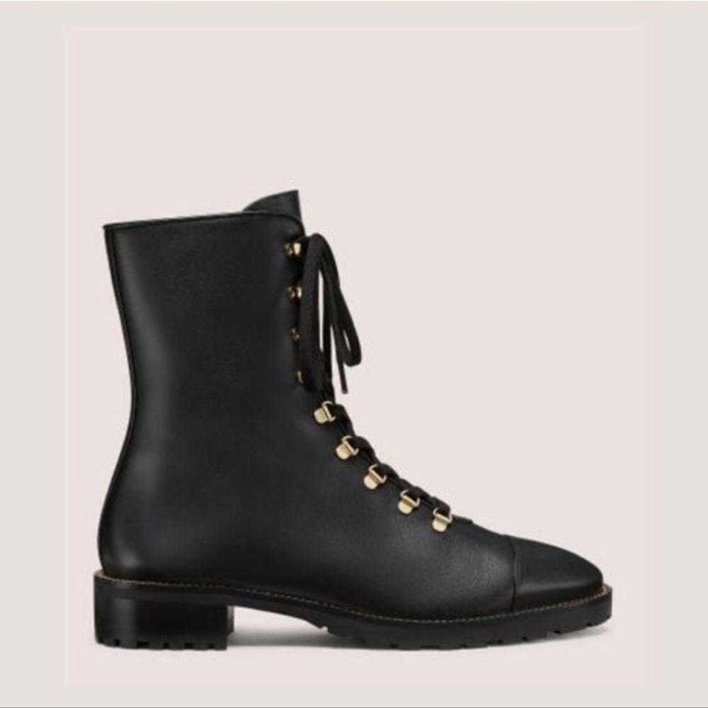 Stuart Weitzman Kolbie Leather Combat Boots Size 8